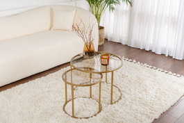 Nordure Aurum Juego de Mesas de Café Oro y Bronce